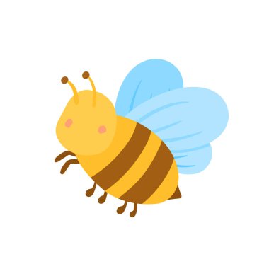 Sevimli çizgi film uçan arı böceği düz çizim klipsi. Çocuklar için saydam arkaplanda izole edilmiş resim.