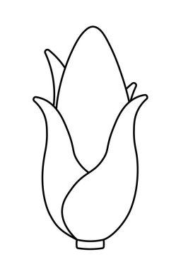 Siyah Çizgi Mısır Simgesi çizgi film animasyonu. Çocuk ve çocuk için sebze illüstrasyon tasarımı. Meyve, sebze ve alfabe öğrenmek için kitap.