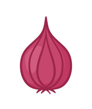 Baharat, Lezzet, Sebze ve Yiyecek İçin Shallot Kırmızı Soğanı Beyaz Arkaplanda İzole edilmiş Çizgi Film Simgesi