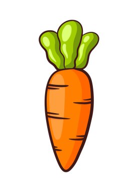 Dergi, Kitap, Poster, Kart, Menü Kapağı, Web Sayfaları Dekorasyon Elemanları için kullanılan Özet Clipart Fruit ve Sebze Vektör İlülasyonu ile Sevimli Canlandırılmış Havuç Grafiği