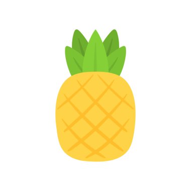 Düz çizgi film Pineapple Tropikal Yaz Meyve Simgesi Çocuk ve Çocuk kitapları için sanat vektör illüstrasyon tasarımı meyve ve alfabeyi öğrenmek için
