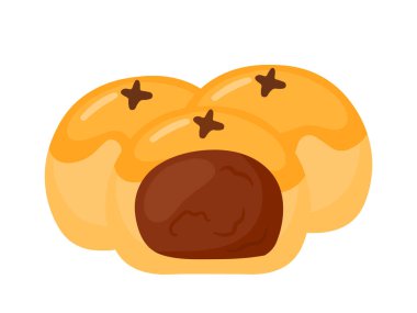 Flat Nastar Geleneksel Endonezya Kurabiyesi. İçinde Pineapple Jam var. Kurban Bayramında Al Fitr Flat Doodle Simgesi Logosu. Çizgi film vektör çizimi beyaz arkaplanda izole edildi