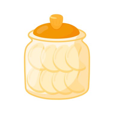 Kue Lebaran Putri Salju in Jar Geleneksel Endonezya Kurabiyeleri Bisküvisi Kurban El Fitr Flat Doodle Logosu. Çizgi film vektör çizimi beyaz arkaplanda izole edildi