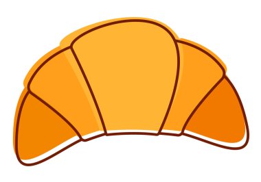 Beyaz arka planda izole edilmiş şirin ikon resimli el yapımı Fransız kruvasanı pasta vektörü