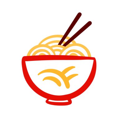 Lezzetli Erişte Ramen Japon Yemeği Chopstick Hattı Sanat Vektörü Resimleri Şeffaf Arkaplanda İzole Edildi