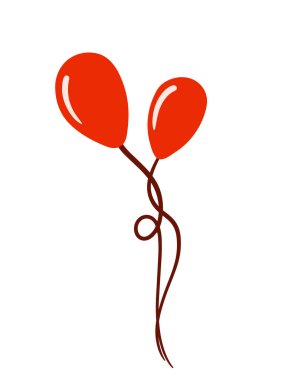 Çizgi filmdeki halatla Şirin Kırmızı Balon beyaz arkaplanda izole edilmiş yeni yıl, noel ve doğum günü unsuru dekorasyonu için canlandırıldı