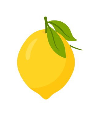 Yaprak karalama vektörü ile düz sarı limon tropikal yaz için resim tasarımı ve beyaz arkaplanda izole edilmiş çocuk kitabı element dekorasyonu