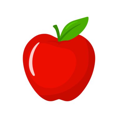 Düz şirin elma meyvesi ikonu clipart çizgi film animasyon vektör çizimi çocuk ve çocuk kitapları için şeffaf arkaplanda izole edilmiş meyve ve alfabe öğrenme kitabı tasarımı