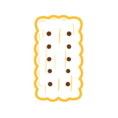 Çikolotalı Bisküvi ya da Kraker, Şeffaf Arkaplanda İzole edilmiş Pişirme ve Pasta Atıştırması için Simge Çizim Sanatı Vektörü İlülasyonu