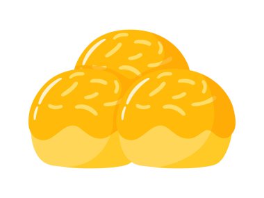 Flat Nastar Geleneksel Endonezya Kurabiyesi. İçinde Pineapple Jam var. Kurban Bayramında Al Fitr Flat Doodle Simgesi Logosu. Çizgi film vektör çizimi beyaz arkaplanda izole edildi