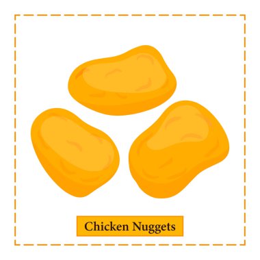 Atıştırmalık ve yemek için basit çıtır tavuk nugget fast food ikonu. Tatlı çizgi film çizimi izole edilmiş.