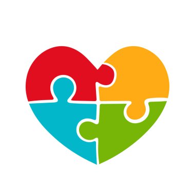 Otizm Down Sendromu Simgesi için bulmaca parçaları Saydam arkaplanda izole edilmiş Clipart Vector Illustration