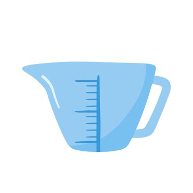 Düz Çizgi Film Vektör Resimlerinde Aşçılık ve Fırın Ölçme Kabı Şeffaf Arkaplanda İzole Edildi