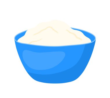 Şeffaf arkaplanda izole edilmiş el yapımı malzeme el resmi çizimi için bir kase un simgesi Clipart