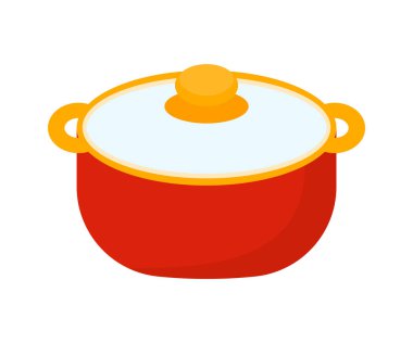 Kırmızı Mutfak Malzemeleri karikatürü. Clipart vektör çizimi. Şeffaf Arkaplanı Ayır