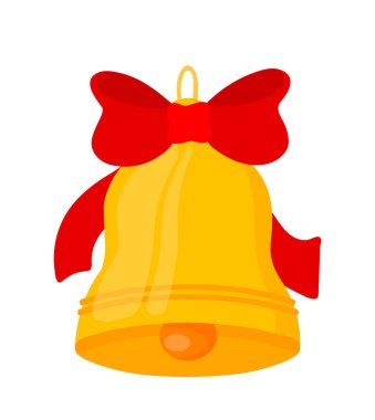 Noel ağacı süslemesi için kırmızı kurdeleli şirin çan beyaz arkaplanda izole edildi