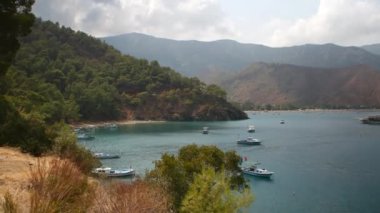 Türkiye 'nin Adrasan Antalya kentinin panoramik manzarası, denizi ve güzelliği. Yüksek kalite 4k görüntü