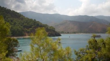 Türkiye 'nin Adrasan Antalya kentinin panoramik manzarası, denizi ve güzelliği. Yüksek kalite 4k görüntü