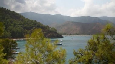 Türkiye 'nin Adrasan Antalya kentinin panoramik manzarası, denizi ve güzelliği. Yüksek kalite 4k görüntü