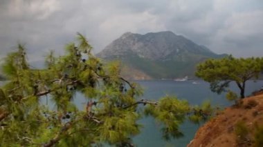 Türkiye 'nin Adrasan Antalya kentinin panoramik manzarası, denizi ve güzelliği. Yüksek kalite 4k görüntü