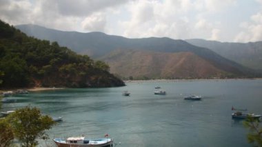 Türkiye 'nin Adrasan Antalya kentinin panoramik manzarası, denizi ve güzelliği. Yüksek kalite 4k görüntü