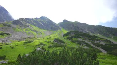 Yukarıdan panoramik manzara, Polonya, Zakopane. Kasprowy Wierch. Yüksek kaliteli FullHD görüntüler