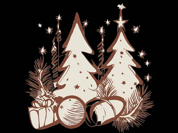 Yeni yıl ağaçlarını, oyuncaklarını ve dekorasyonlarını şeffaf bir tasarıma sahip şeffaf bir tasarım ile sergileyen bir şenlik arka planı. Tatil icatlarınıza biraz zarafet ve neşe katmak için mükemmel..