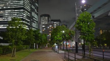 Parlak gökdelenleri, köprüleri ve canlı gece ışıklarıyla Tokyo 'nun gece manzarası. Şehir manzarasını hiç insan olmadan yakalar.. 