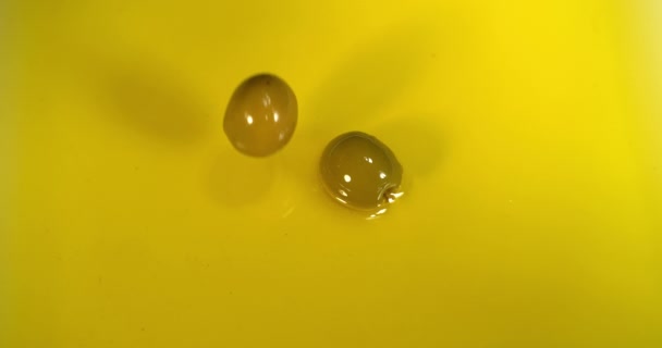 Green Olea Europaea Falling Olive Oil Slow Motion — 비디오