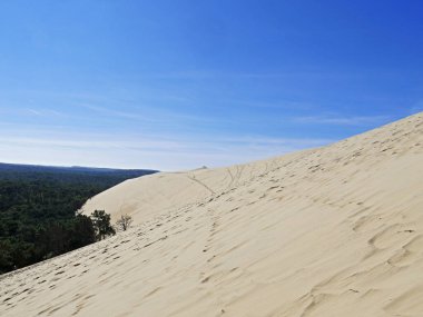 Arcachon Havzası 'nın girişindeki Gümüş Sahil' deki Landes de Gascogne ormanının kıyısındaki Pilat Dune, Fransa 'nın Aquitaine kentindeki Avrupa' nın en yüksek kum tepesidir.