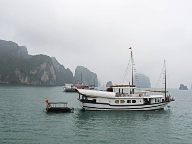 Vietnam, Quang Ninh Bölgesi, Halong Körfezi veya Ha Long Körfezi Unesco Dünya Mirası Bölgesi, Turistik Tekne Bölgesi