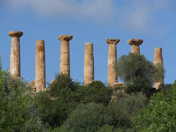 意大利西西里圣殿谷 Agrigento Hercules或Tempio Ercole圣殿 — 图库照片