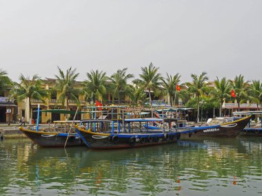 Vietnam, Quang Nam Eyaleti, Hoi An Şehri, Eski Şehir Unesco tarafından Dünya Mirası sahasında listelendi, Thu Bon Nehri 'nde tekne