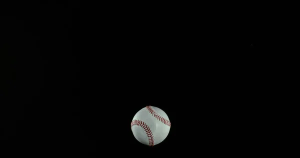 Bollen Baseball Bryta Glaset Mot Svart Bakgrund — Stockfoto