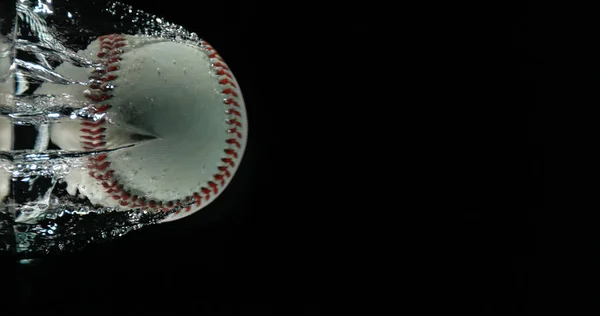 Baseball ball frozen in ice cube, 3D rendering isolated on white