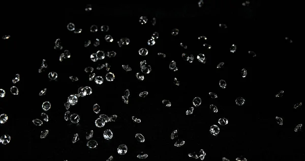 Diamanty Padající Černé Pozadí — Stock fotografie