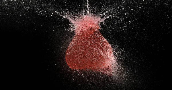 Shot Breaking Water Filled Red Balloon — Stock Photo, Image