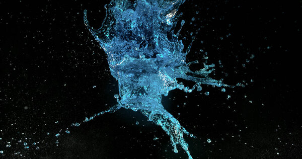 Shot Breaking Water Filled blue Balloon