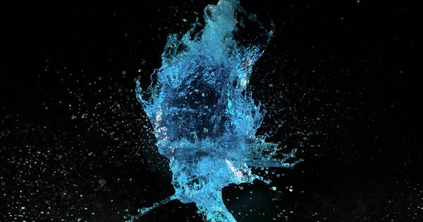 Shot Breaking Water Filled blue Balloon