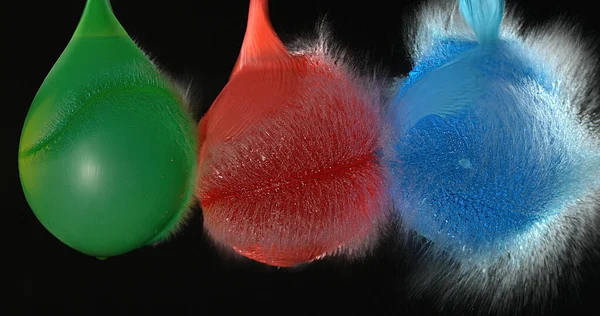Tir Briser Eau Rempli Ballons Rouges Verts Bleus — Photo