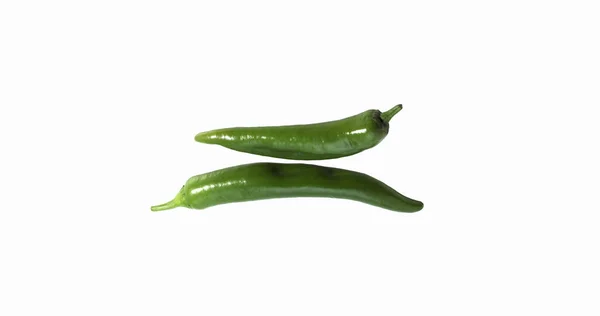 Zelená Chilli Paprika Capsicum Annuum Proti Bílému Pozadí — Stock fotografie
