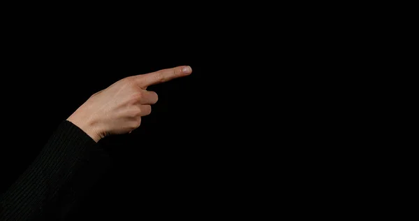 Hand Woman Making Sign Black Background — Stock fotografie