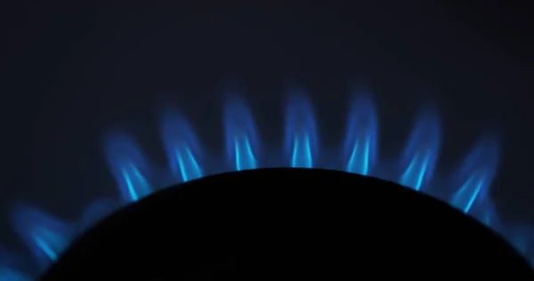煤气炉燃烧器 蓝色火焰 — 图库照片