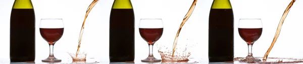 Kırmızı Şarap Beyaz Arkaplan Karşı Bardağa Dökülüyor — Stok fotoğraf