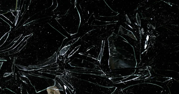 Stone Breaking Pane Glass Black Background — Stock Photo, Image