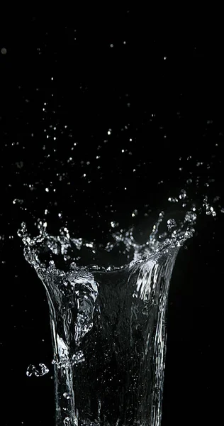 Water Spurting Out Black Background — Stock Photo, Image