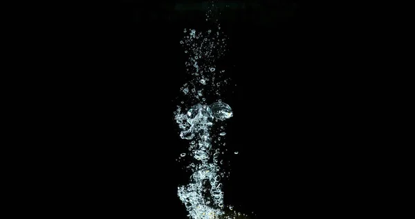 Buborékok Levegő Vízben Fekete Háttér — Stock Fotó