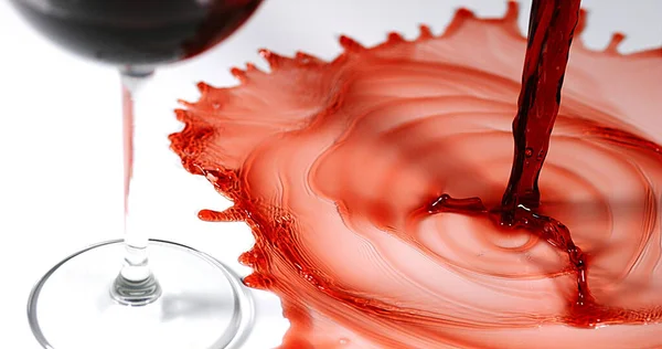Red Wine Being Poured Glass White Background — Stock Photo, Image