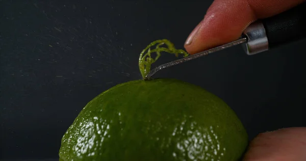 Зелёная Лимонная Цедра Цитрусовая Аурантилистная Чёрном Фоне — стоковое фото