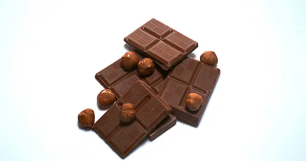 Hazelnuts Milk Chocolate Tablets — Stock Photo, Image